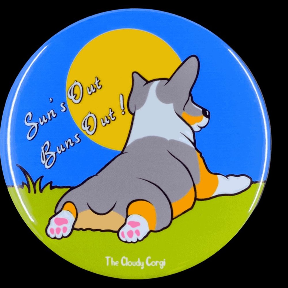 Tricolor Corgi Dog Funny Summer Pin Button Badge